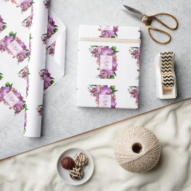 Papier Cadeau Mariage d'orchidées florales (Artisanat)