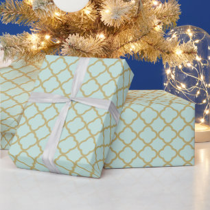 Papier Cadeau Mariage élégant moderne à motif quatrefeuilles en