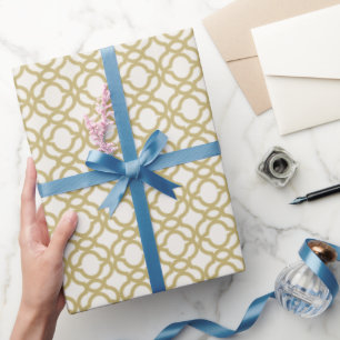 Papier Cadeau Mariage élégant moderne à motif quatrefeuilles or