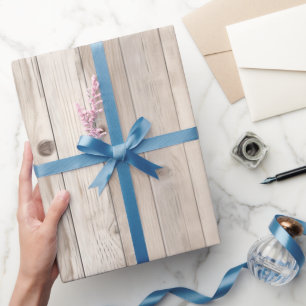 Papier Cadeau Mariage en Bois Blanc Crème Faux Rustique