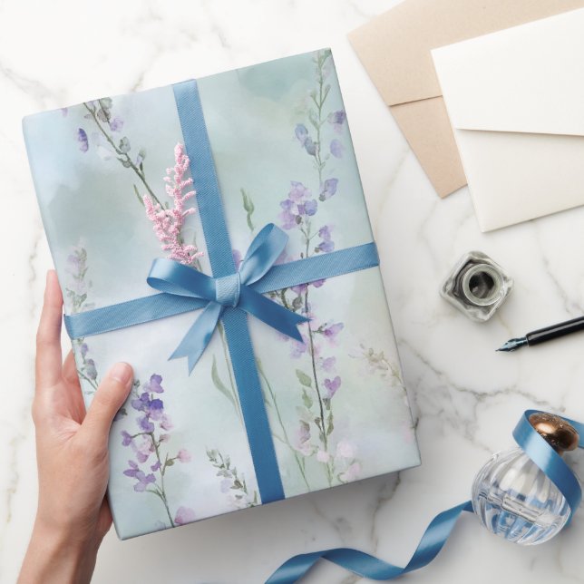 Papier Cadeau Mariage Fleuris Violet Joli Romantique (Cadeaux)