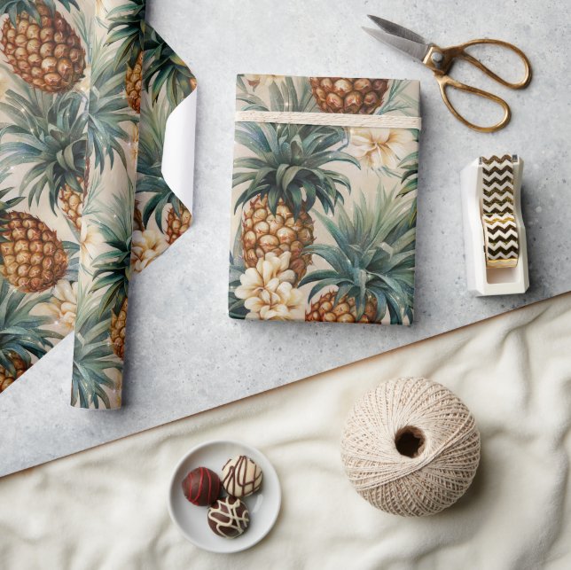 Papier Cadeau Mariage floral de l'ananas tropical (Artisanat)
