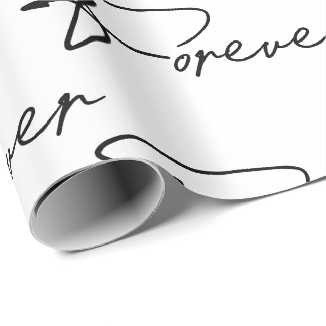Papier Cadeau Mariage Forever Modern Script Wrapper Papier (Coin rond)