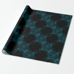 Papier Cadeau Mariage gothique noir Rose turquoise
