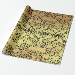 Papier Cadeau Mariage gothique or et noir