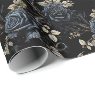 Papier Cadeau Mariage gothique romantique Rose noir