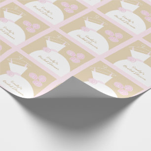 Papier Cadeau Mariage Gown rose beige Fête des mariées carré