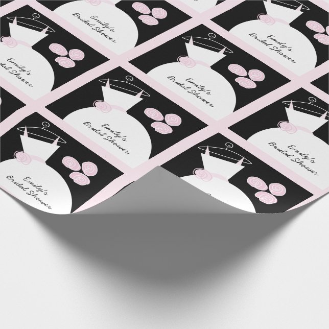 Papier Cadeau Mariage Gown rose "Fête de l'mariée" noir pastel (Coin)
