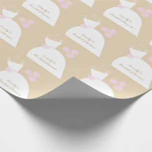 Papier Cadeau Mariage Gown rose "Fête des mariées" beige