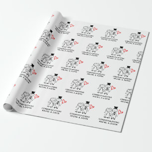 Papier Cadeau Mariage Mariée Groom Cute Couple Félicitations