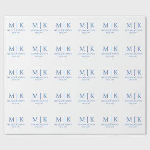 Papier Cadeau Mariage Monogramme bleu