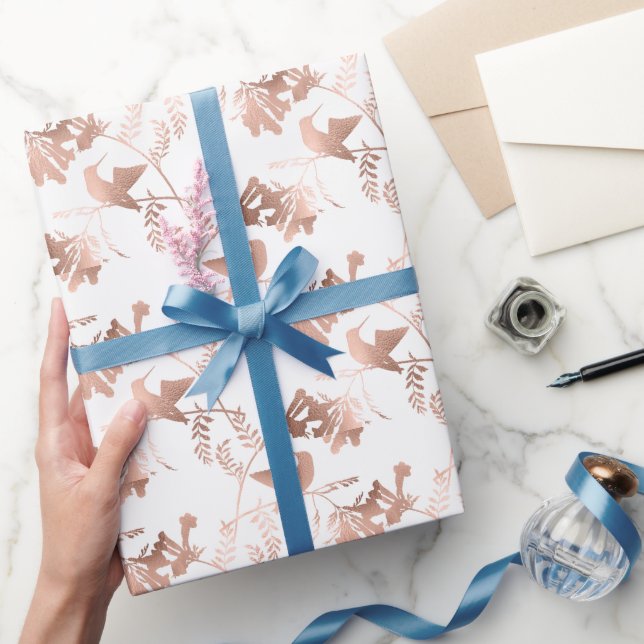 Papier Cadeau Mariage Motif rose Gold Hummingbird (Cadeaux)