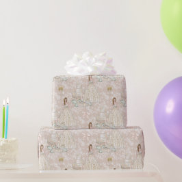 Papier Cadeau Mariage nuptial blanc et or