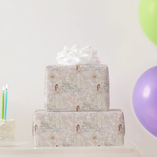Papier Cadeau Mariage nuptial blanc et or