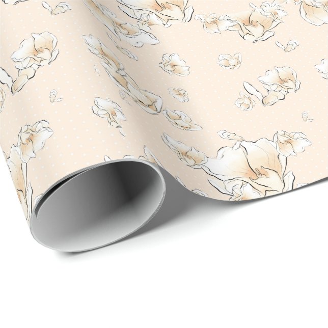 Papier Cadeau Mariage nuptiale de douche de magnolia de crème et (Coin rond)