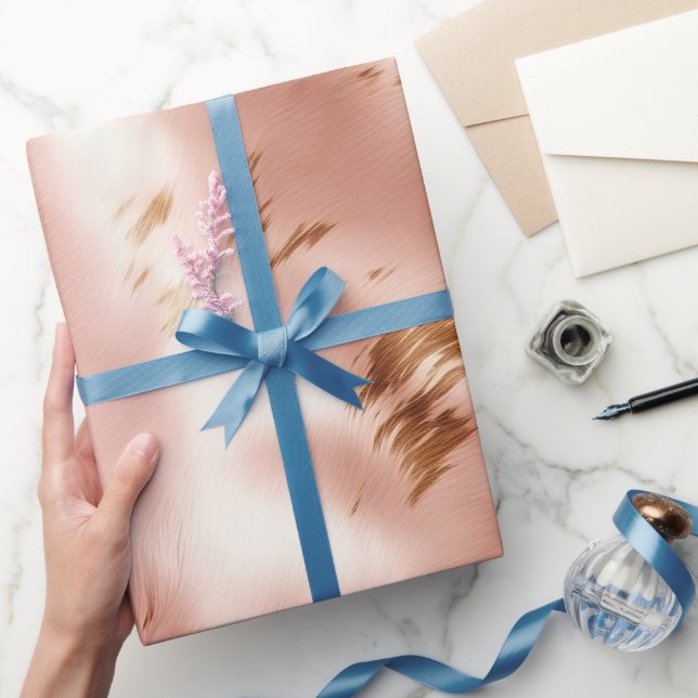 Papier Cadeau Mariage Occidental Faux Cuir de Vache Rose (Cadeaux)
