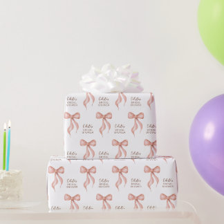 Papier Cadeau Mariage personnalisé avec nœud rose