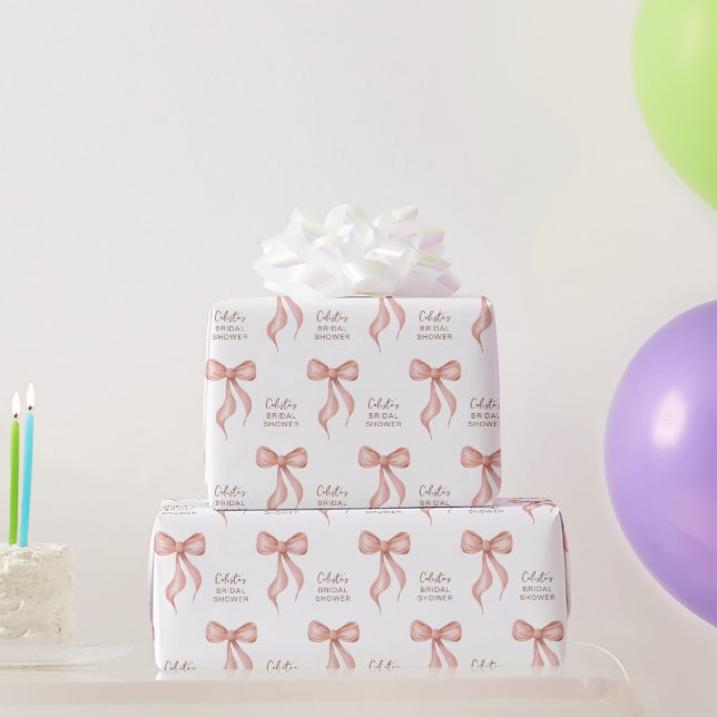 Papier Cadeau Mariage personnalisé avec un nœud rose pâle (Cadeaux de fête)