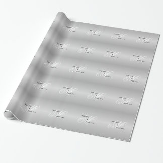 Papier Cadeau Mariage personnalisé Monogramme gris noir et blanc