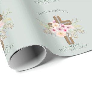 Papier Cadeau Mariage personnalisé ou Croix florale de l'anniver