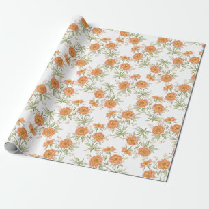 Papier Cadeau Mariage Rose Orange