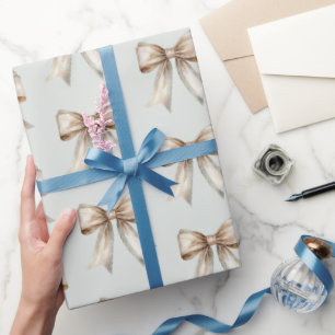 Papier Cadeau Mariage Ruban Vert Blanc Or Romantique Rustique