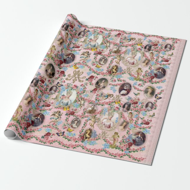 Papier Cadeau Marie Antoinette Wrapping Paper Rose of Versailles (Déroulé)