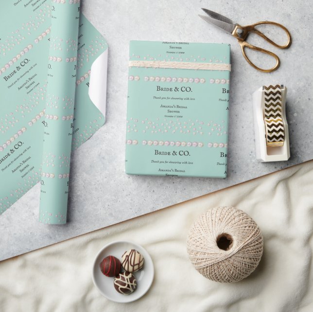 Papier Cadeau Mariée Élégante & Co Turquoise Perle Lancement de  (Artisanat)