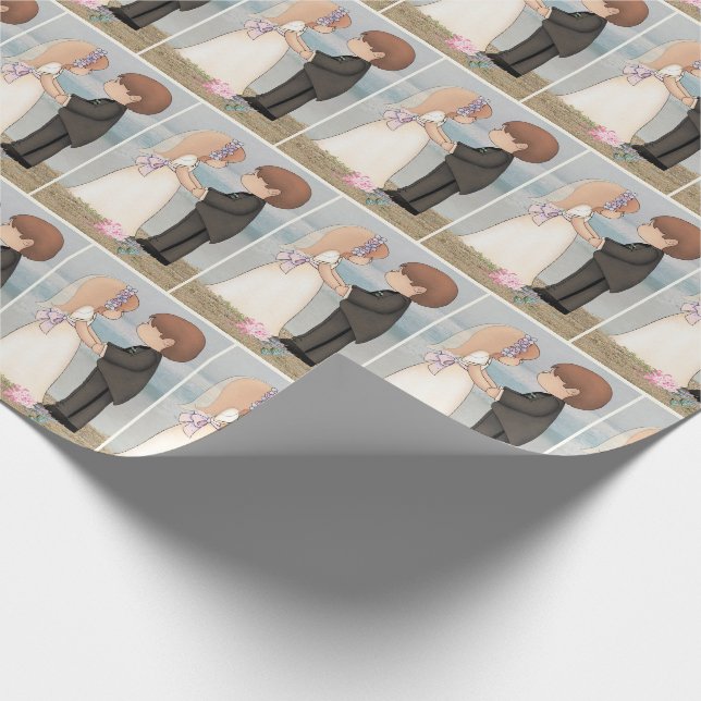 Papier Cadeau mariée et mariée sur la plage (Coin)