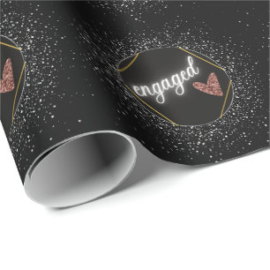 Papier Cadeau Mariée Glam Noir et Argent  