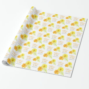 Papier Cadeau Marigold stylisé jaune orangé nommé enveloppement 