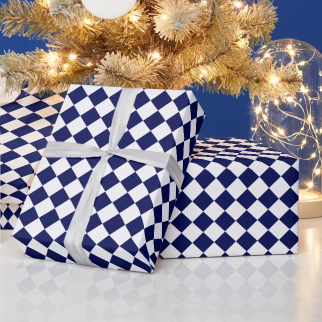Papier Cadeau Marine Bleu / Diamant Blanc Motif Simple Masculine (Vacances)