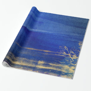 Papier Cadeau Marine bleu et or