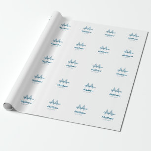 Papier Cadeau Marine bleu groomsman nom lettre date masculin par