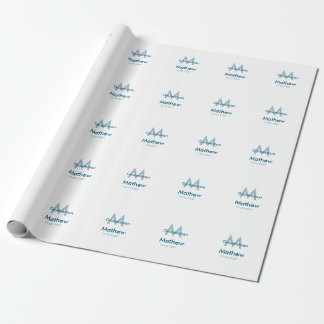 Papier Cadeau Marine bleu groomsman nom lettre date masculin par