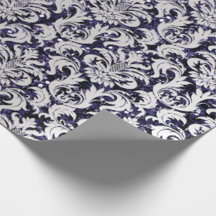 Papier Cadeau Marine de bleu royal de gris argenté de parties