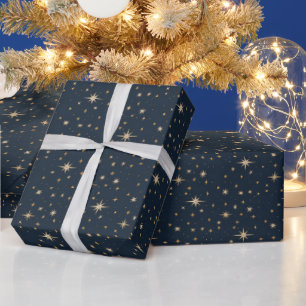 Papier Cadeau Marine et Gold Star