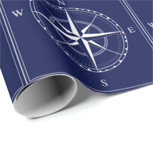 Papier Cadeau Marine Nautique Bleu Blanc Vieux Bateau Conception