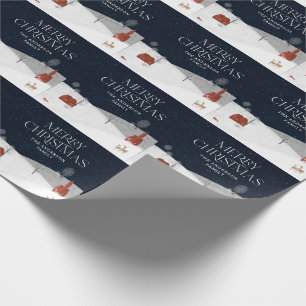 Papier Cadeau Marine rouge rustique traditionnelle hiver Joyeux 