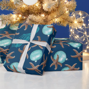 Papier Cadeau Marine Vie Tropicale Motif Marine Bleu Noël