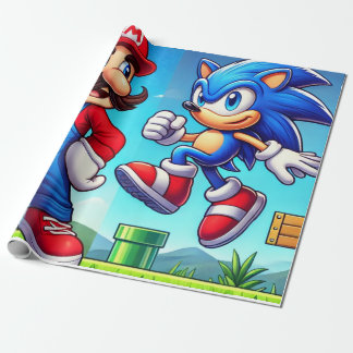 Papier Cadeau mario and sonic gift wrap