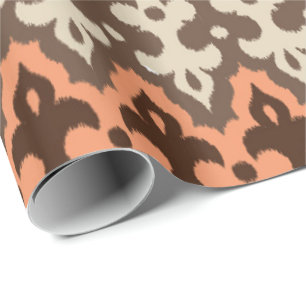 Papier Cadeau Marocaine Ikat Damask, Brown, Taupe & Coral