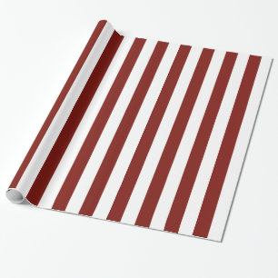 Papier Cadeau Maroon and White Bold Stripes