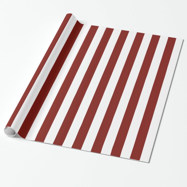 Papier Cadeau Maroon and White Bold Stripes (Déroulé)
