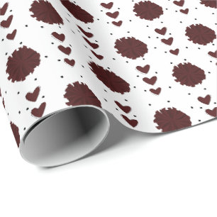 Papier Cadeau Maroon Pom-pom girl Pom Poms & Coeurs Motif