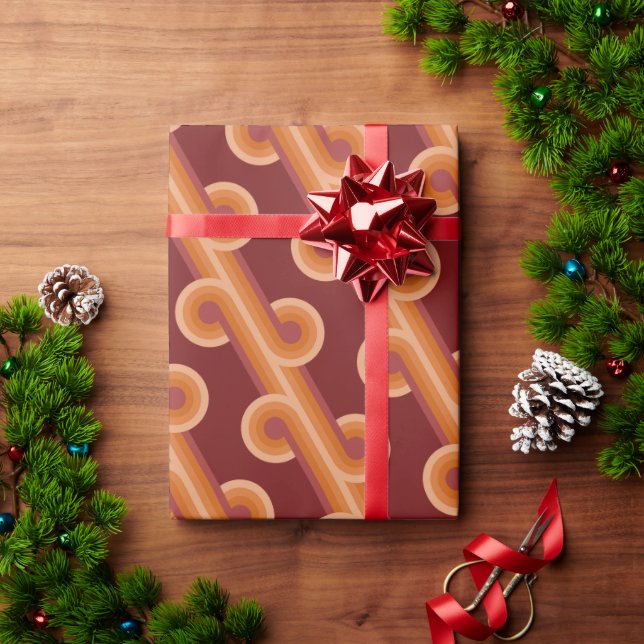 Papier Cadeau Maroon Rouge Orange Cercles Fusion Art Motif (Cadeau de vacances)
