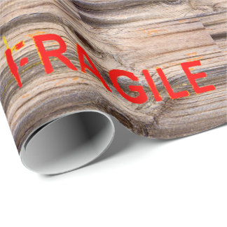 Papier Cadeau Marquages FRAGILE - Déchiré Pelé - Texture Bois