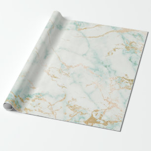 Papier Cadeau Marque blanche Mint Green Gold Glam