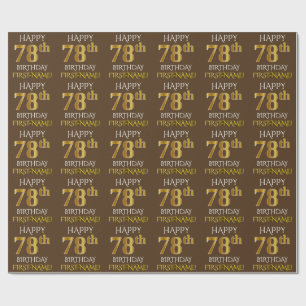 Papier Cadeau Marron, Faux Or "Joyeux 78e ANNIVERSAIRE"