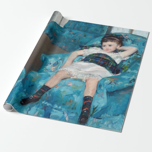 Papier Cadeau Mary Cassatt - Petite fille dans un fauteuil bleu (Déroulé)